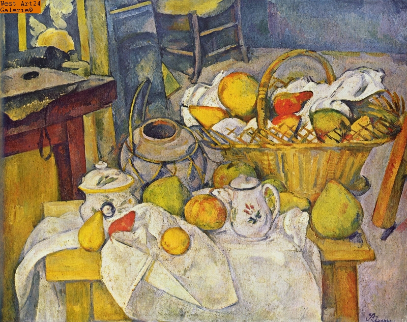 Stilleben mit Früchtekorb nach Cézanne Gemäldeimitation